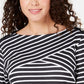 Karen Scott Blusa Listrada Feminina Roxa Tamanho Grande