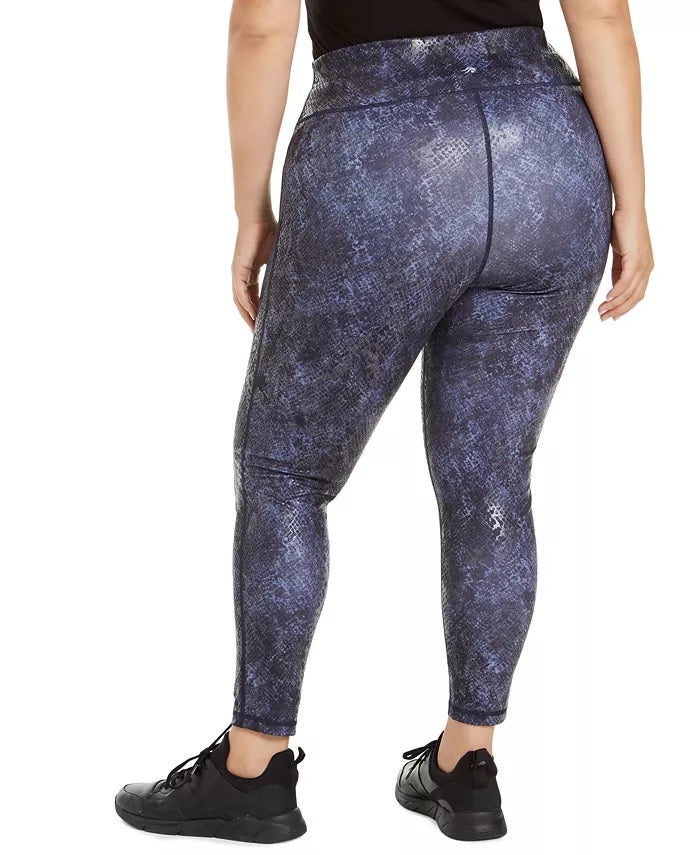 Leggings femininas plus size com estampa de python da Ideology, azul-marinho, tamanho 1X