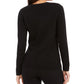 Suéter feminino Charter Club com patchwork e gola redonda, preto, tamanho grande