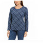 Karen Scott Blusa Feminina Holly Plaid Embelezada Azul Marinho Tamanho Grande