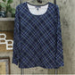 Karen Scott Blusa Feminina Holly Plaid Embelezada Azul Marinho Tamanho Grande