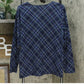 Karen Scott Blusa Feminina Holly Plaid Embelezada Azul Marinho Tamanho Grande