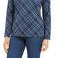 Karen Scott Blusa Feminina Holly Plaid Embelezada Azul Marinho Tamanho Médio