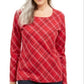 Karen Scott Blusa Feminina Holly Plaid Embelezada Vermelha Tamanho Grande