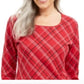 Karen Scott Blusa Feminina Holly Plaid Embelezada Vermelha Tamanho Grande