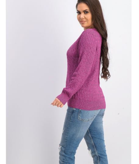 Karen Scott Suéter Feminino de Algodão com Gola V Rosa Tamanho P