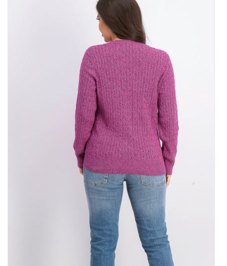 Karen Scott Suéter Feminino de Algodão com Gola V Rosa Tamanho P