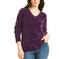 Karen Scott Suéter Feminino de Algodão com Gola V Roxo Tamanho P