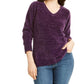 Karen Scott Suéter Feminino de Algodão com Gola V Roxo Tamanho P