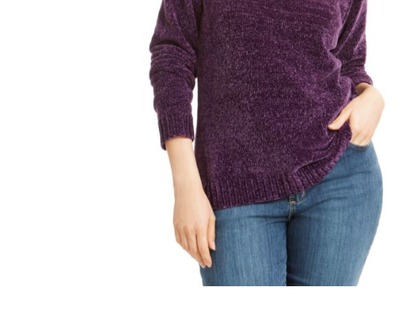 Karen Scott Suéter Feminino de Algodão com Gola V Roxo Tamanho P