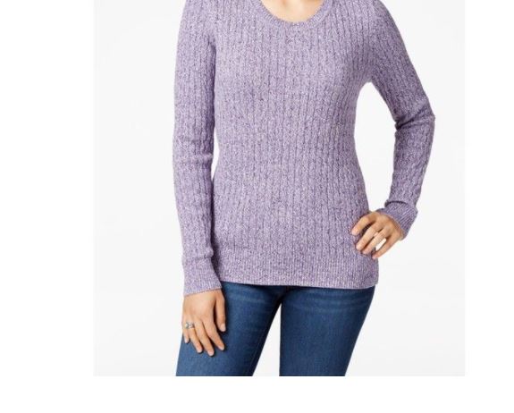 Karen Scott Suéter Feminino de Algodão e Malha Marmorizada Roxo Tamanho XS