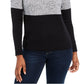Karen Scott Suéter Feminino de Algodão com Gola Alta Colorblock, Cinza Escuro, Tamanho Extra Grande