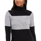Karen Scott Suéter Feminino de Algodão com Gola Alta Colorblock, Cinza Escuro, Tamanho XXG