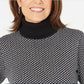 Karen Scott Suéter de gola alta de algodão feminino, preto, tamanho XX-G