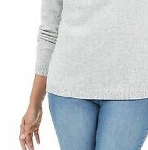 Karen Scott Suéter Henley Feminino de Algodão Marmorizado Tamanho Natural Pequeno