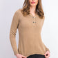 Karen Scott Suéter Henley Feminino de Algodão com Alças Marrom Tamanho Pequeno