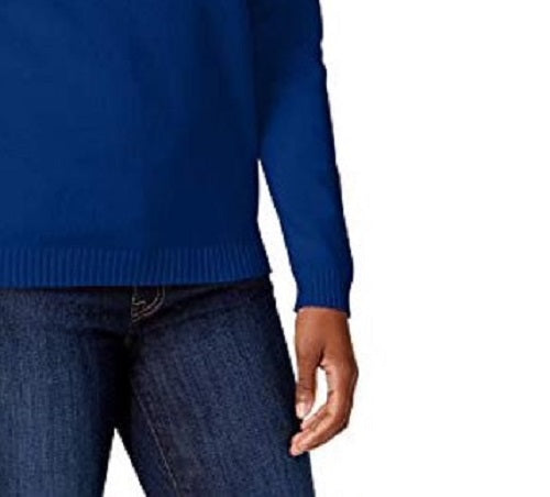 Karen Scott Suéter Henley Feminino de Algodão Azul Brilhante Tamanho Pequeno