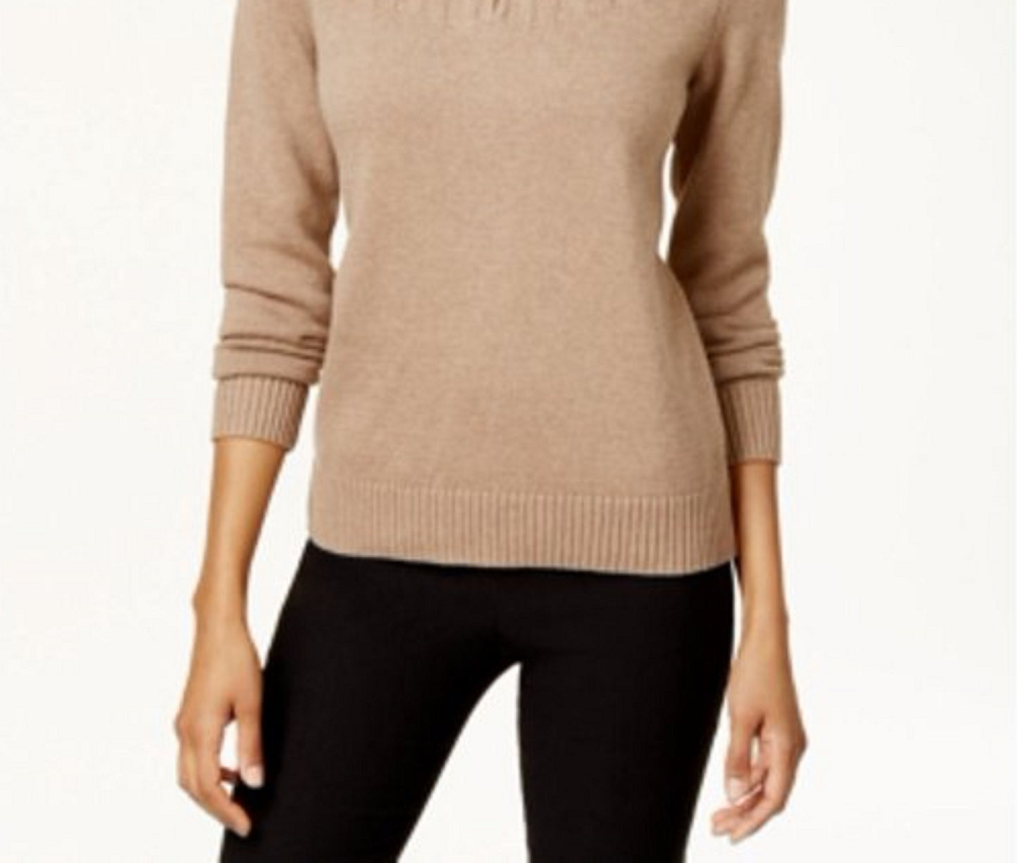 Karen Scott Suéter Feminino de Malha Marrom com Zíper e Manga Curta, Tamanho Médio