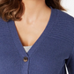 Karen Scott Cardigan Feminino com Botões Frontais e Pontos Mistos, Azul Marinho, Tamanho Grande