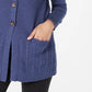 Karen Scott Cardigan Feminino com Botões Frontais e Pontos Mistos, Azul Marinho, Tamanho Grande