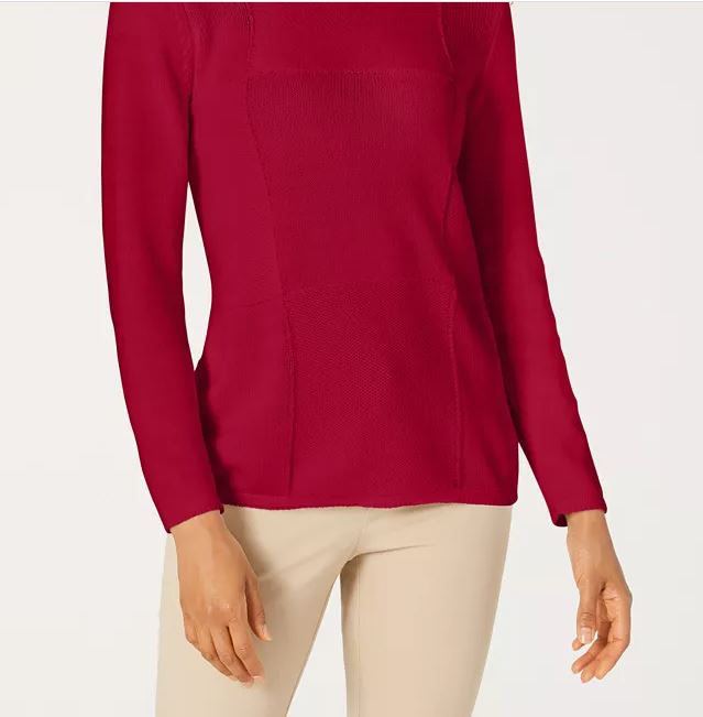 Karen Scott Suéter Feminino Patchwork Stitch Vermelho Tamanho Médio