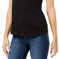 Blusa feminina Maison Jules com decote redondo, preta, tamanho médio