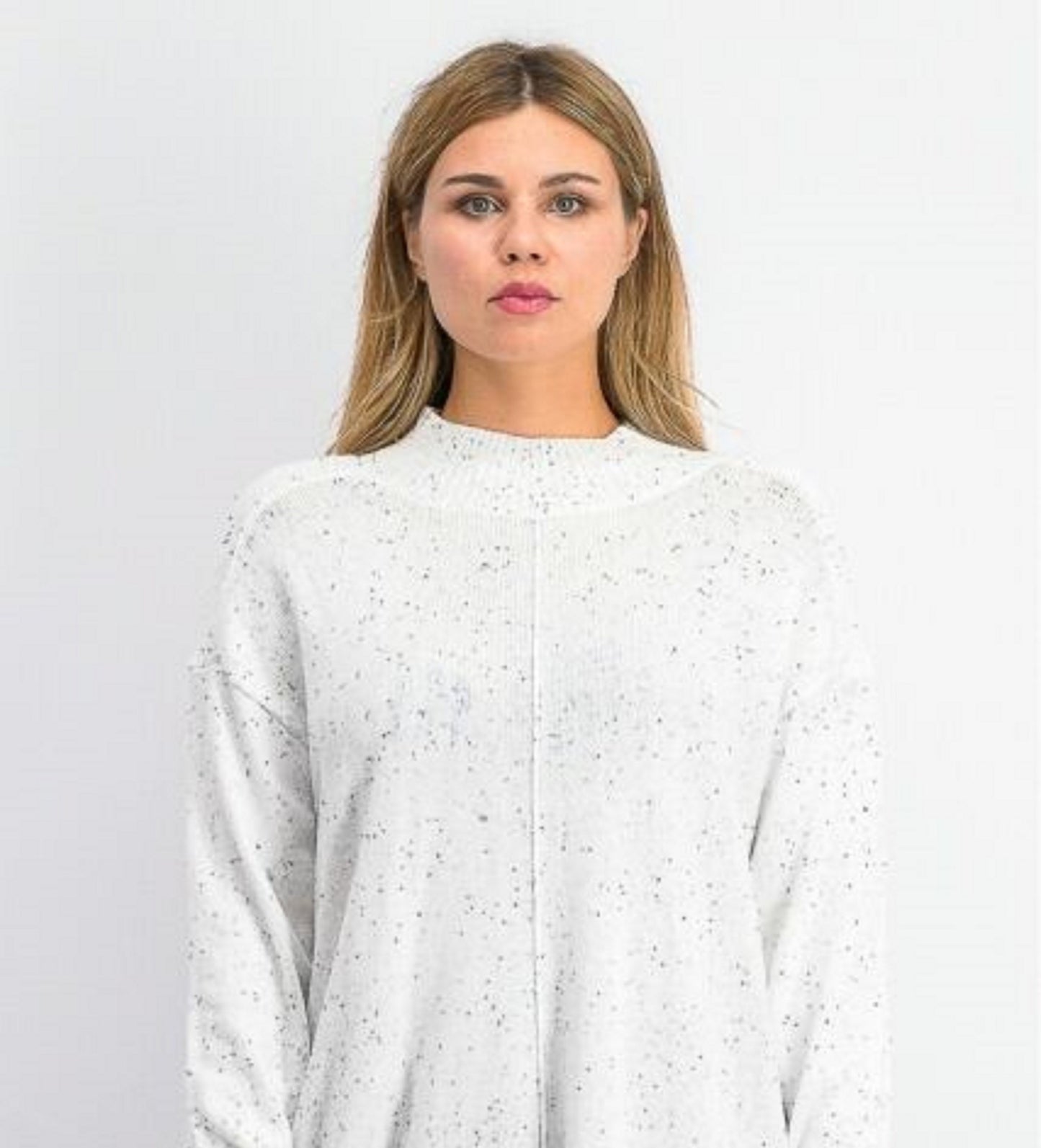 Karen Scott Suéter Feminino Gola Mock Shimmer Branco Tamanho XXG