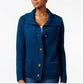 Karen Scott Cardigan Feminino com Botões Frontais e Gola Xale Azul Tamanho Grande