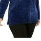 Karen Scott Suéter Feminino Gola V Chenille Azul Escuro Tamanho Extra Grande
