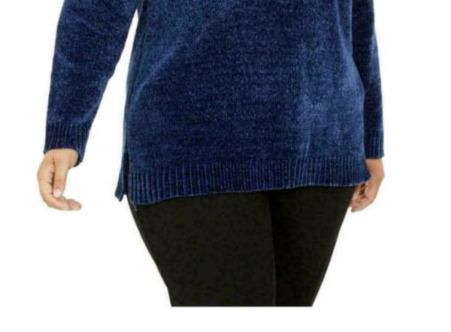 Karen Scott Suéter Feminino Gola V Chenille Azul Escuro Tamanho Extra Grande