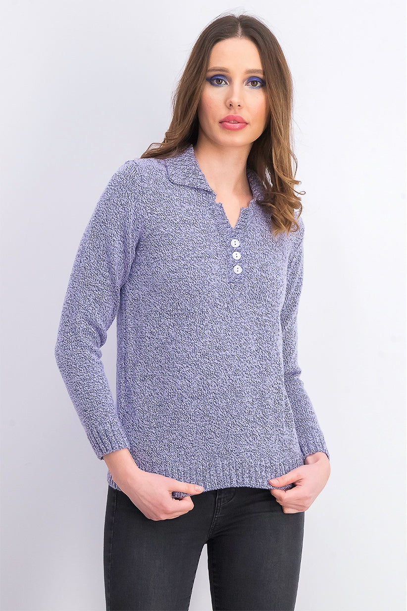Karen Scott Suéter Feminino Petite Gola Pontilhada Roxo Tamanho Petit