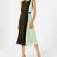Vestido plissado sem mangas Alfani feminino, com blocos de cores, verde escuro, tamanho 4