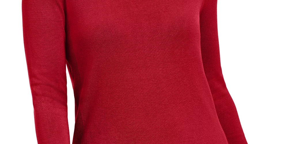 Suéter feminino JM com gola redonda e punhos abotoados, tamanho médio, vermelho, pequeno