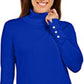 JM Women's Collection Suéter de gola alta com mangas tachinhas Azul Tamanho XXG