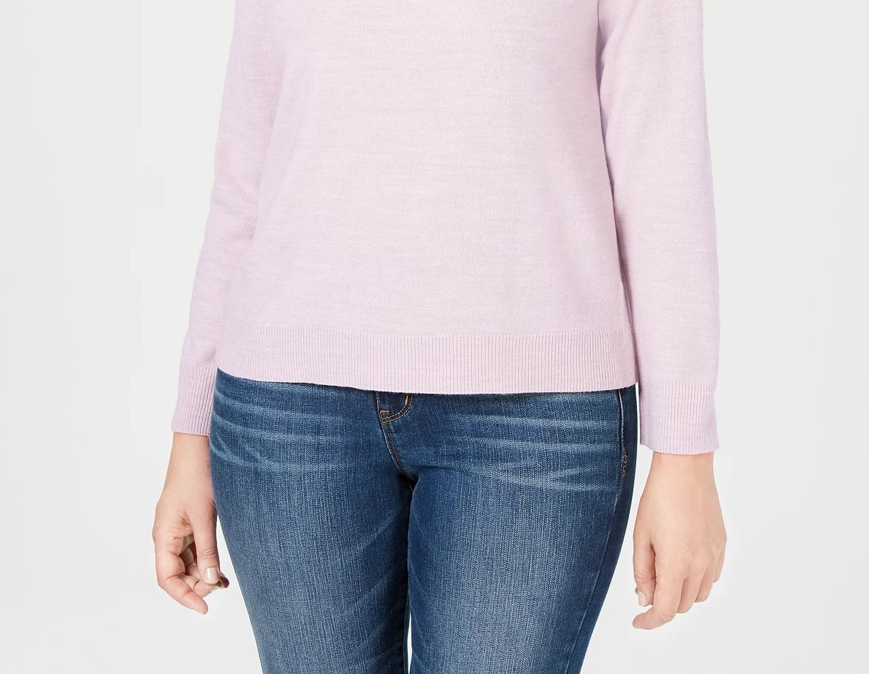 Karen Scott Suéter Feminino com Zíper nas Costas e Gola Simulada Rosa Tamanho Grande