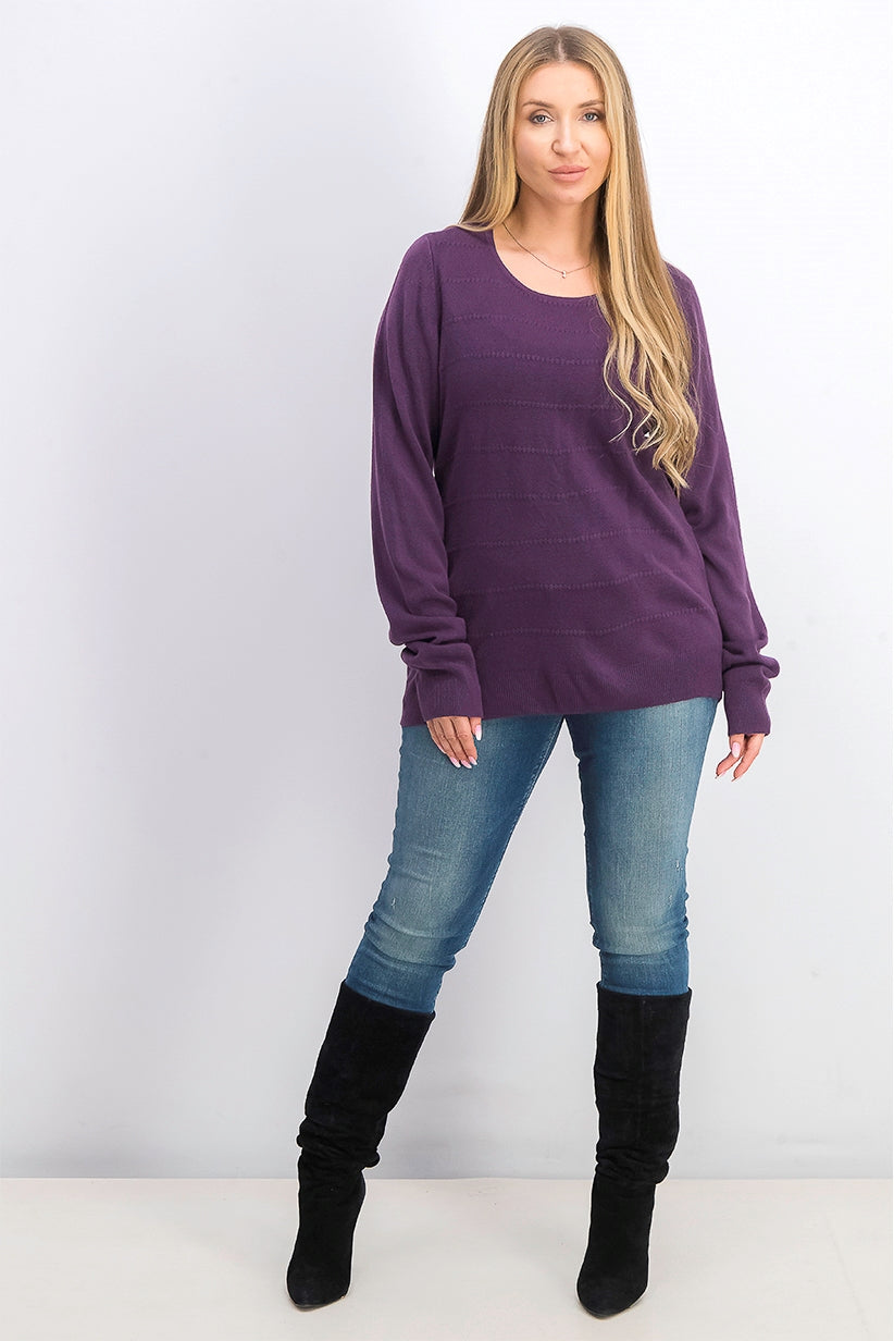 Karen Scott Suéter Listrado Texturizado Feminino Roxo Tamanho P