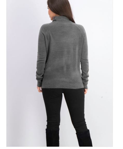 Karen Scott Suéter Feminino Gola Alta Cinza Escuro Tamanho Médio