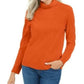 Blusa feminina Karen Scott com nervuras e gola alta, manga comprida, laranja, tamanho pequeno médio