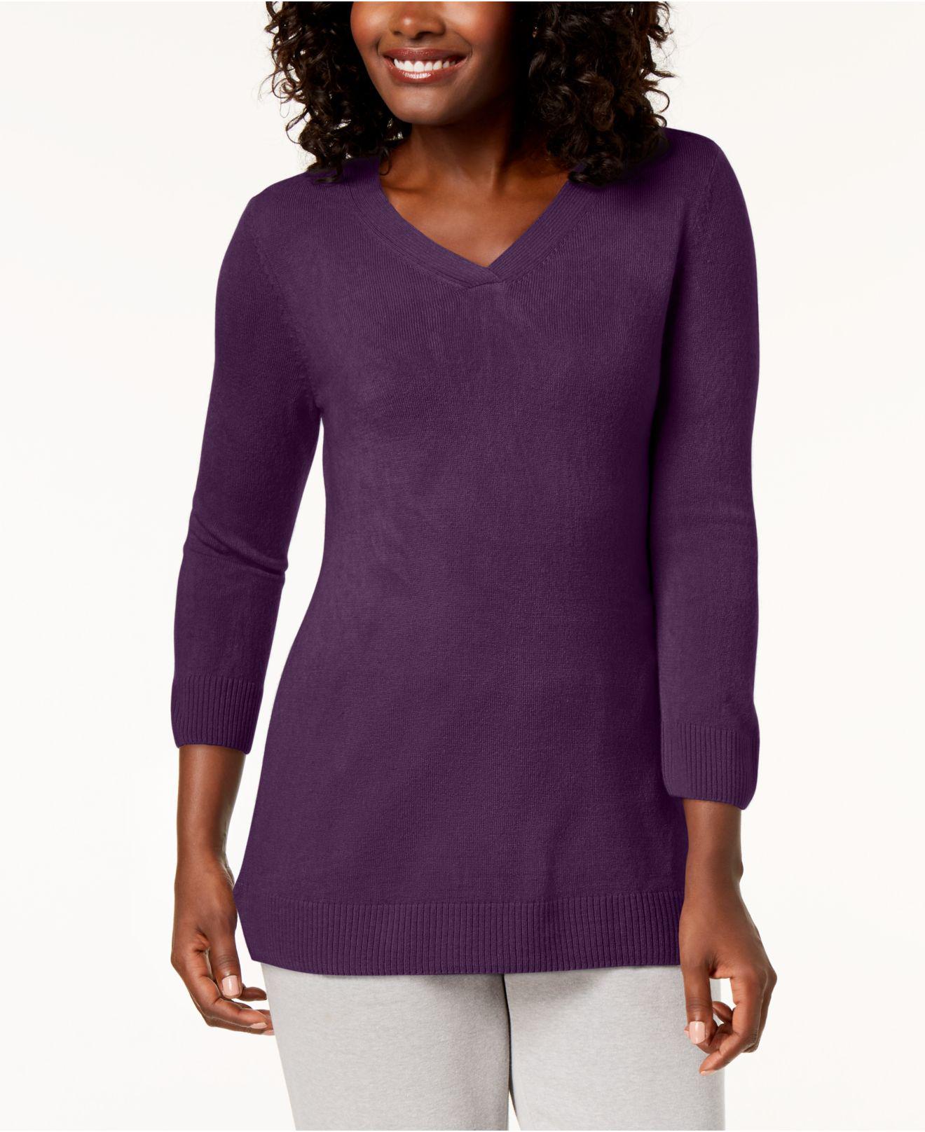 Karen Scott Suéter Feminino Gola V Roxo Médio Tamanho Extra Grande