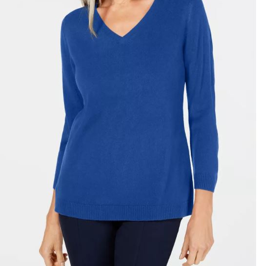 Karen Scott Suéter Feminino Gola V Azul Marinho Tamanho Pequeno Pequeno