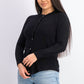 Cardigan feminino Karen Scott com botões e contas, preto, tamanho extragrande