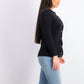 Cardigan feminino Karen Scott com botões e contas, preto, tamanho extragrande