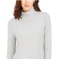 Blusa feminina Charter Club com gola alta canelada mesclada, cinza, tamanho grande