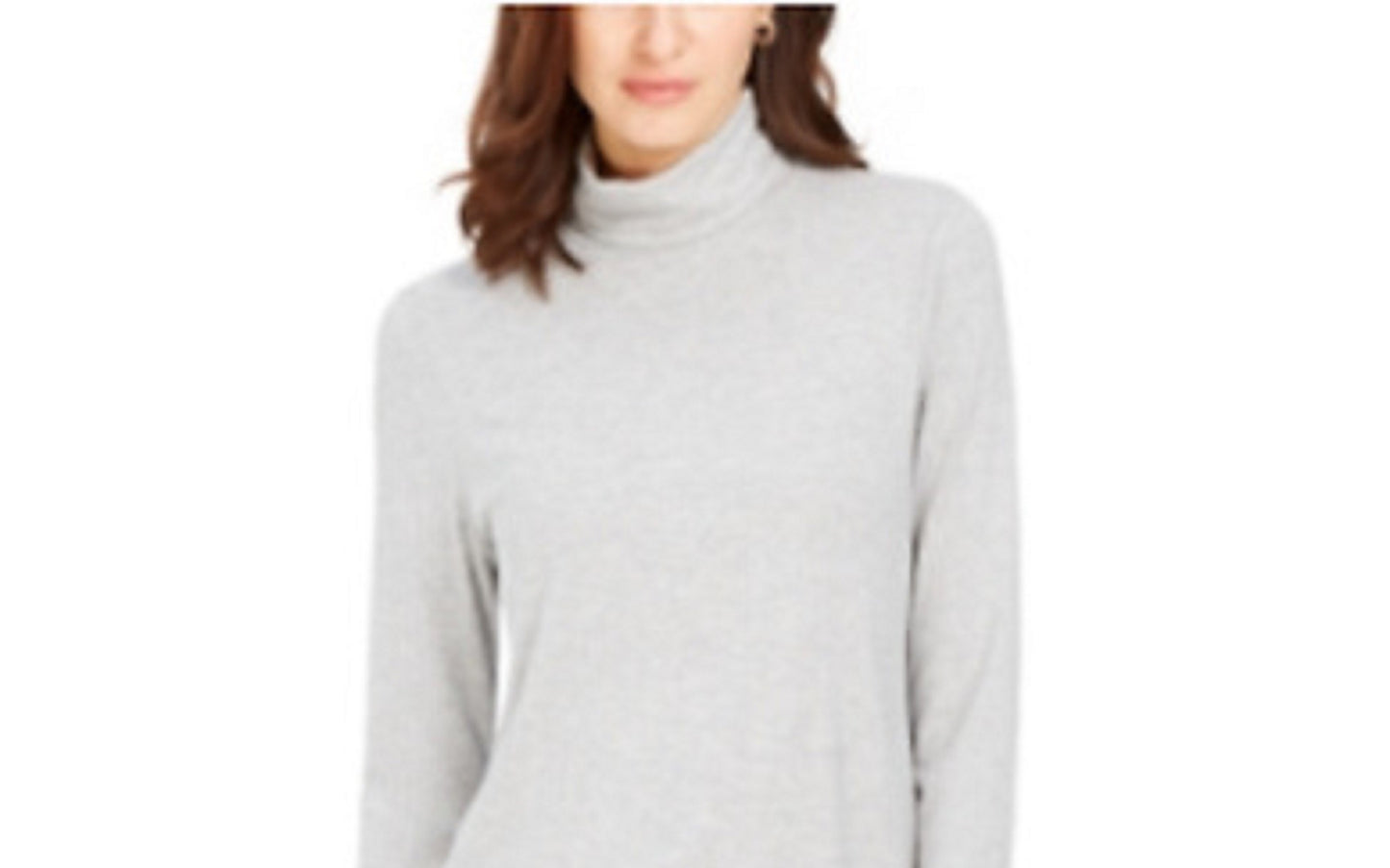 Blusa feminina Charter Club com gola alta canelada mesclada, cinza, tamanho grande