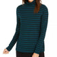 Blusa feminina listrada de gola alta Charter Club verde escuro tamanho pequeno