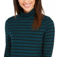 Blusa feminina listrada de gola alta Charter Club verde escuro tamanho pequeno