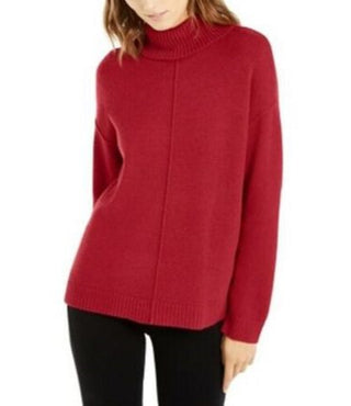Blusa feminina Alfani de gola alta com ombro caído, tamanho médio, vermelha