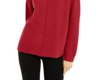 Blusa feminina Alfani de gola alta com ombro caído, tamanho médio, vermelha