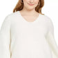 Suéter feminino Alfani Plus Size com ponto otomano, branco, tamanho 1X