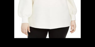 Suéter feminino Alfani Plus Size com ponto otomano, branco, tamanho 1X